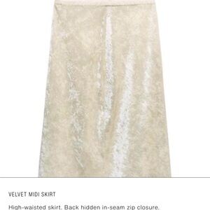 Zara Cream Velvet Midi Skirt XS/26